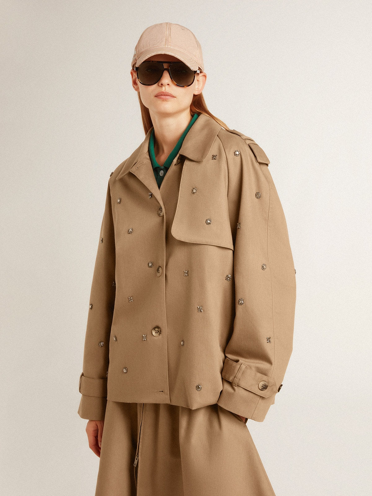 Women's oversized trench coat with crystals - Golden Goose Women