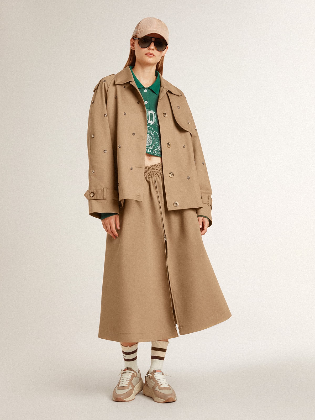 Women's oversized trench coat with crystals - Golden Goose Women