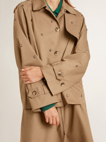 Women's oversized trench coat with crystals - Golden Goose Women