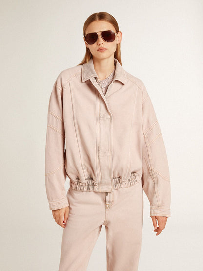 Women's pink dyed denim bomber jacket - Golden Goose Women