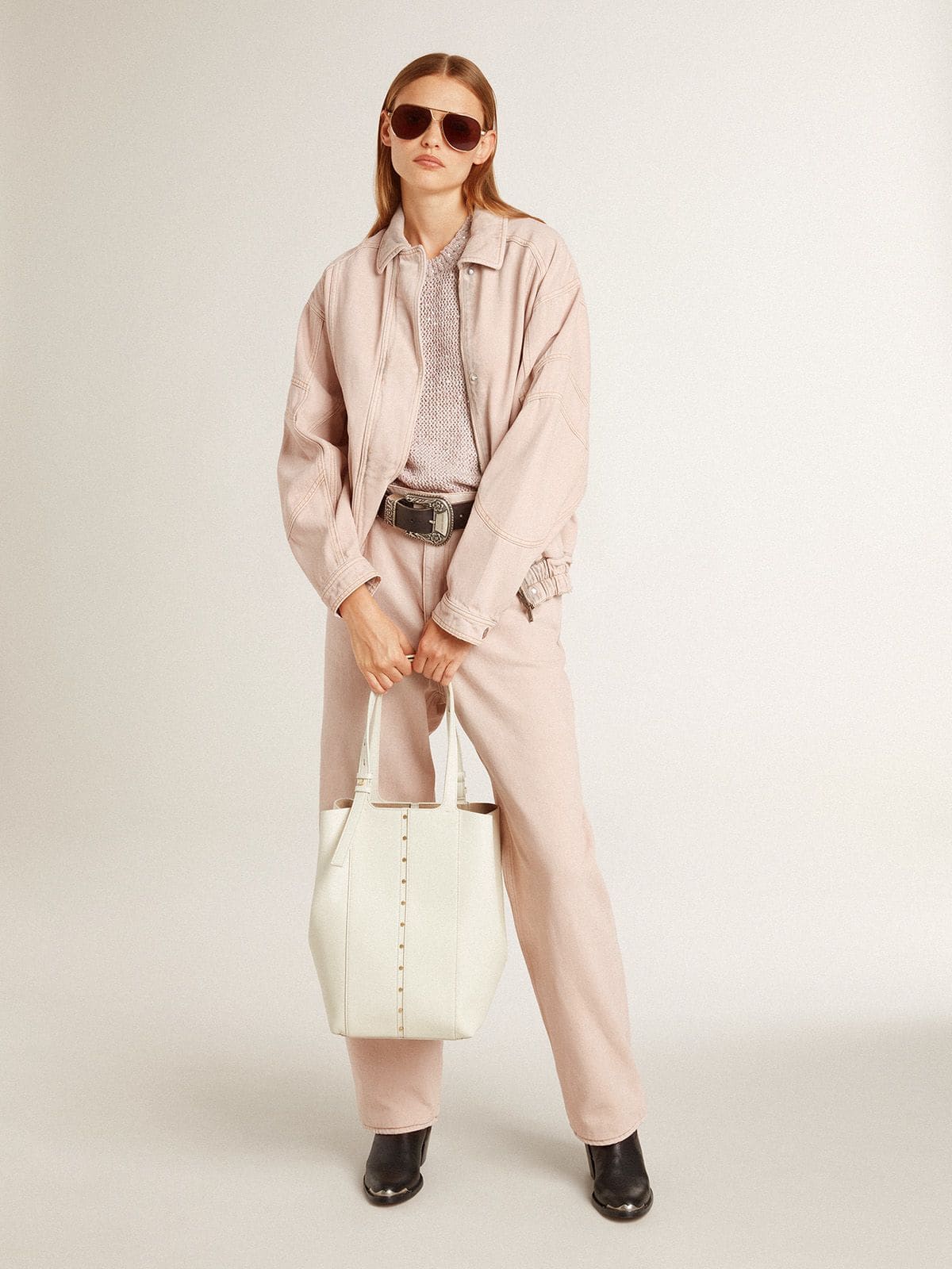 Women's pink dyed denim bomber jacket - Golden Goose Women