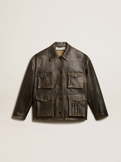 Women's aged brown nappa leather jacket - Golden Goose Women