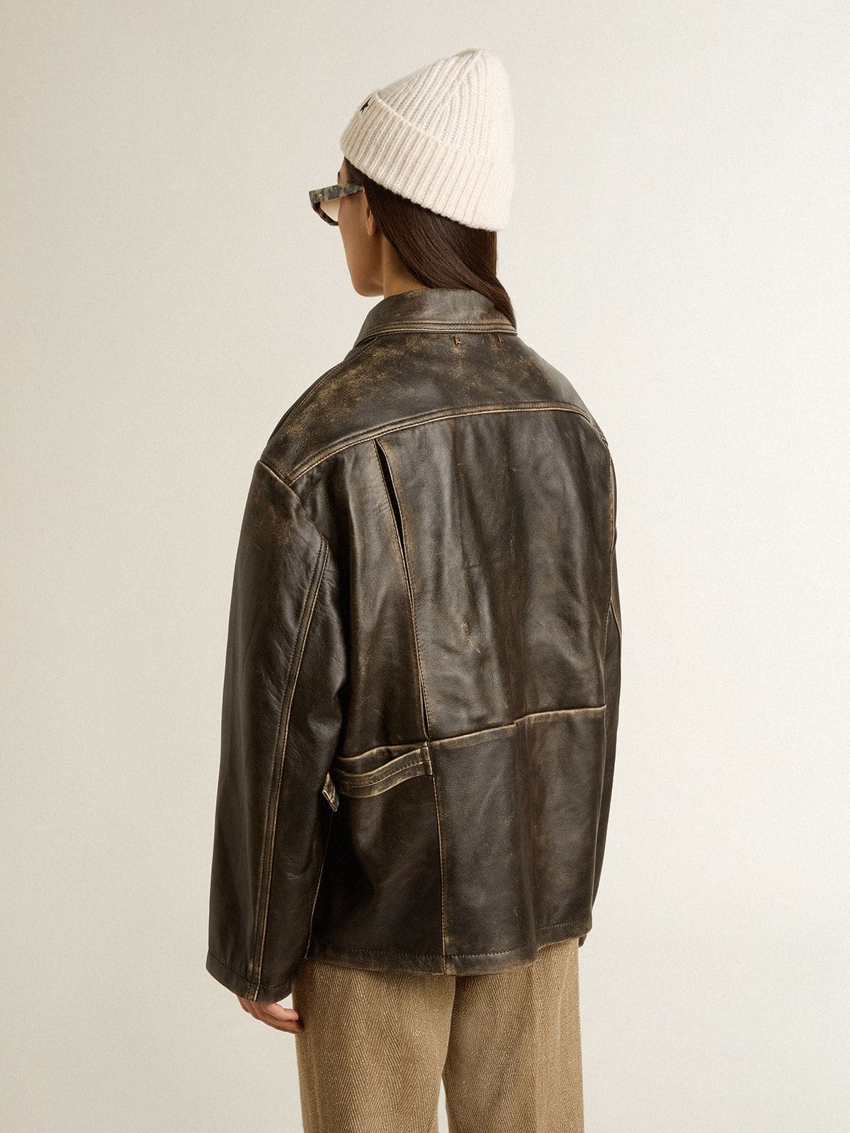 Women's aged brown nappa leather jacket - Golden Goose Women