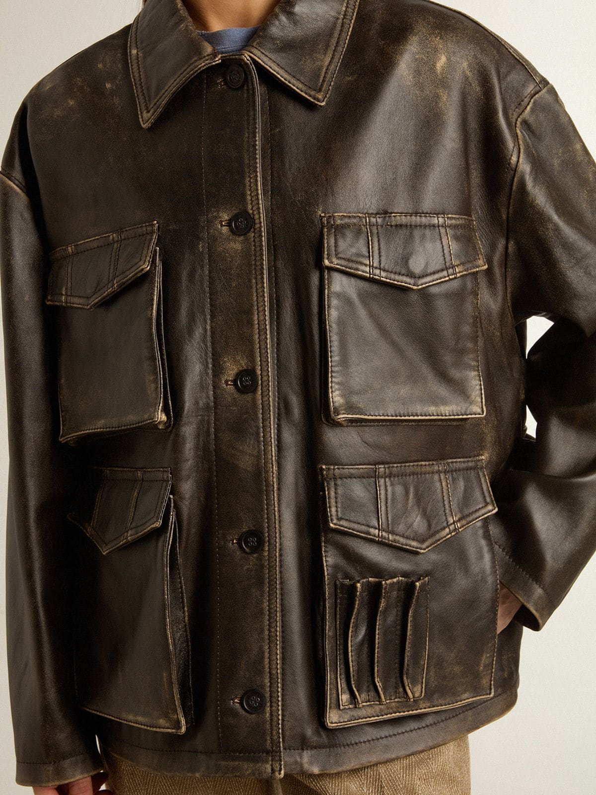 Women's aged brown nappa leather jacket - Golden Goose Women
