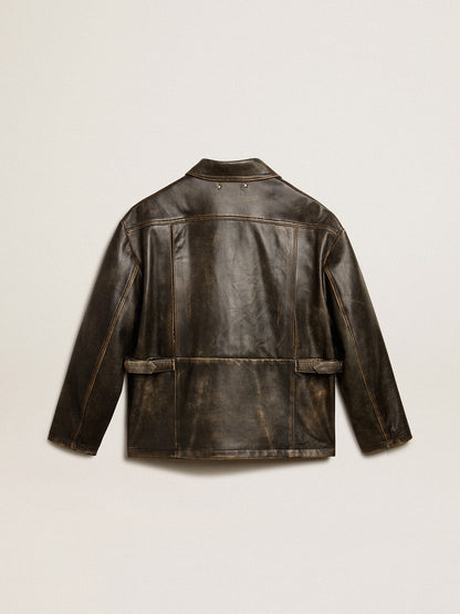 Women's aged brown nappa leather jacket - Golden Goose Women
