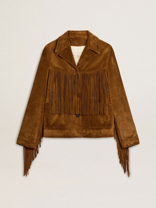 Women’s tobacco-colored suede jacket women with fringes - Golden Goose Women
