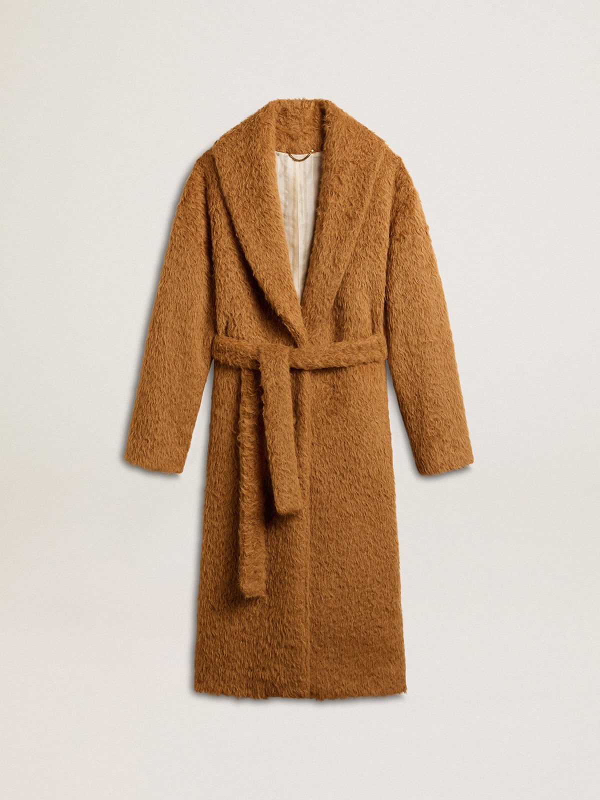 Women's coat with shawl collar in tobacco - Golden Goose Women