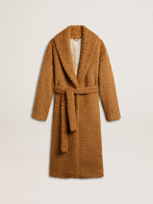 Women's coat with shawl collar in tobacco - Golden Goose Women
