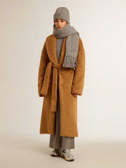 Women's coat with shawl collar in tobacco - Golden Goose Women