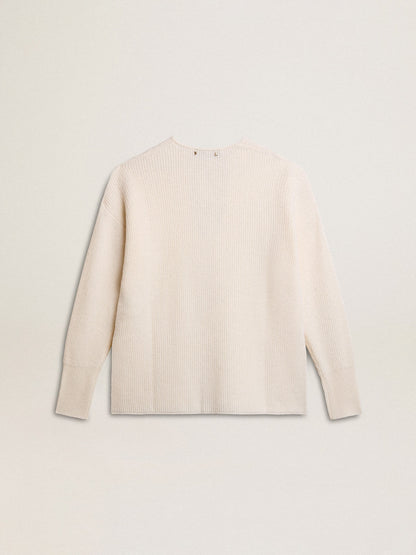Ribbed wool sweater with V neck and drawstring with tassels - Golden Goose Women