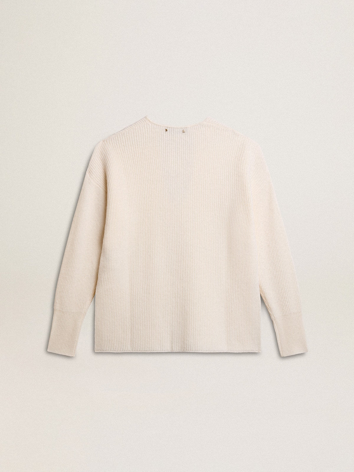 Ribbed wool sweater with V neck and drawstring with tassels - Golden Goose Women