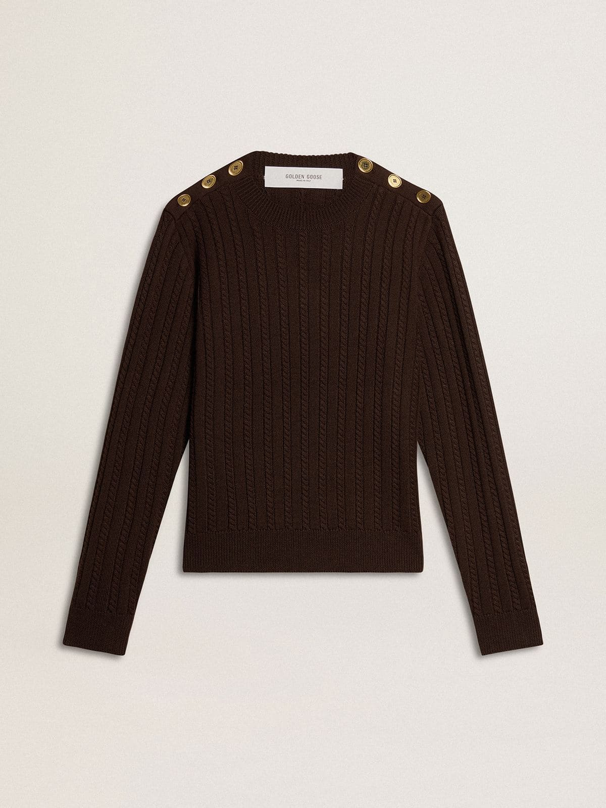 Women's crew-neck sweater in wool blend with gold buttons - Golden Goose Women