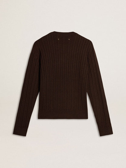 Women's crew-neck sweater in wool blend with gold buttons - Golden Goose Women