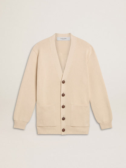 Women’s beige cardigan with 'Golden' lettering on the back - Golden Goose Women