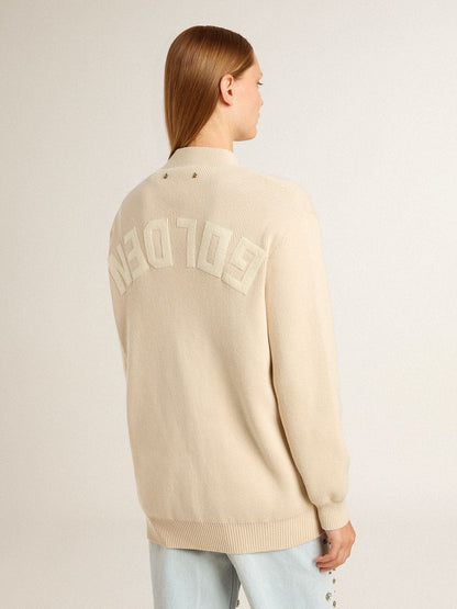 Women’s beige cardigan with 'Golden' lettering on the back - Golden Goose Women