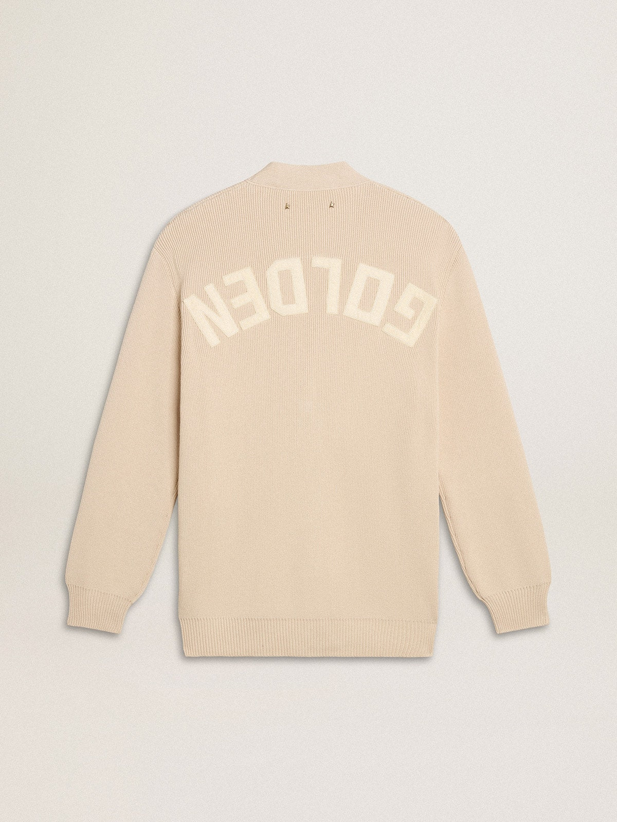 Women’s beige cardigan with 'Golden' lettering on the back - Golden Goose Women