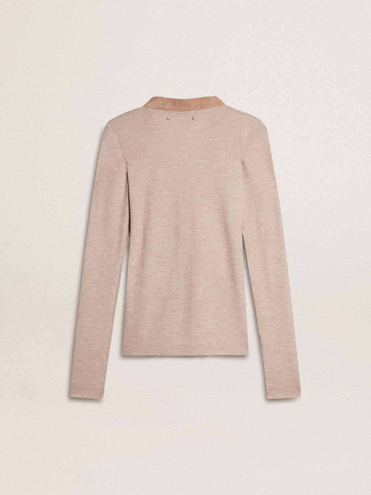 Beige wool sweater with leather details - Golden Goose Women