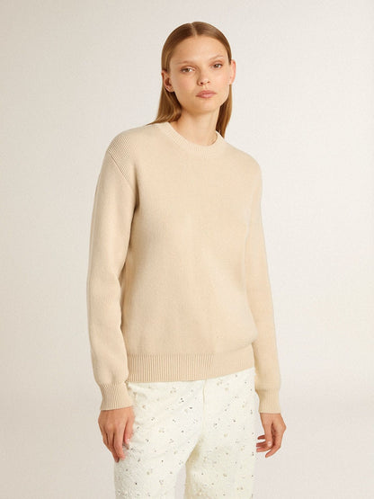 Women's beige sweater with 'Golden' lettering on the back - Golden Goose Women