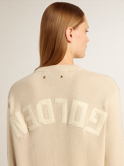 Women's beige sweater with 'Golden' lettering on the back - Golden Goose Women