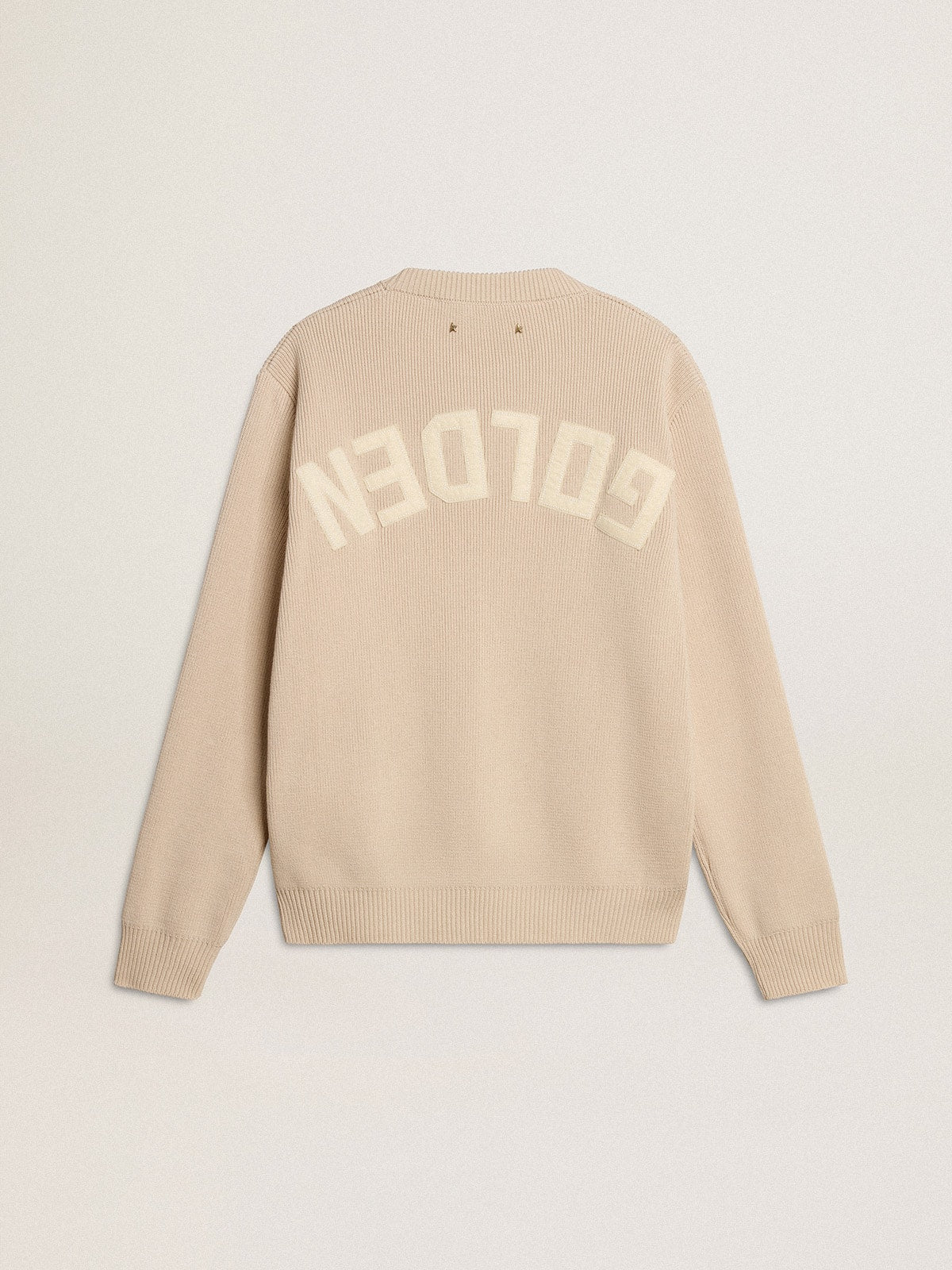 Women's beige sweater with 'Golden' lettering on the back - Golden Goose Women