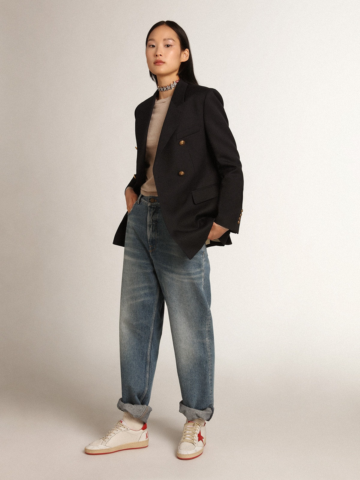 Women's sweater in light brown merino wool - Golden Goose Women