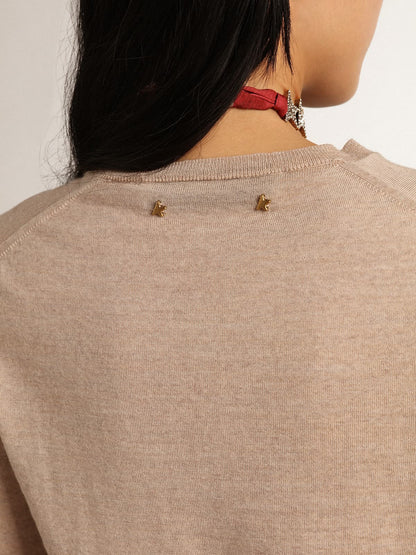 Women's sweater in light brown merino wool - Golden Goose Women