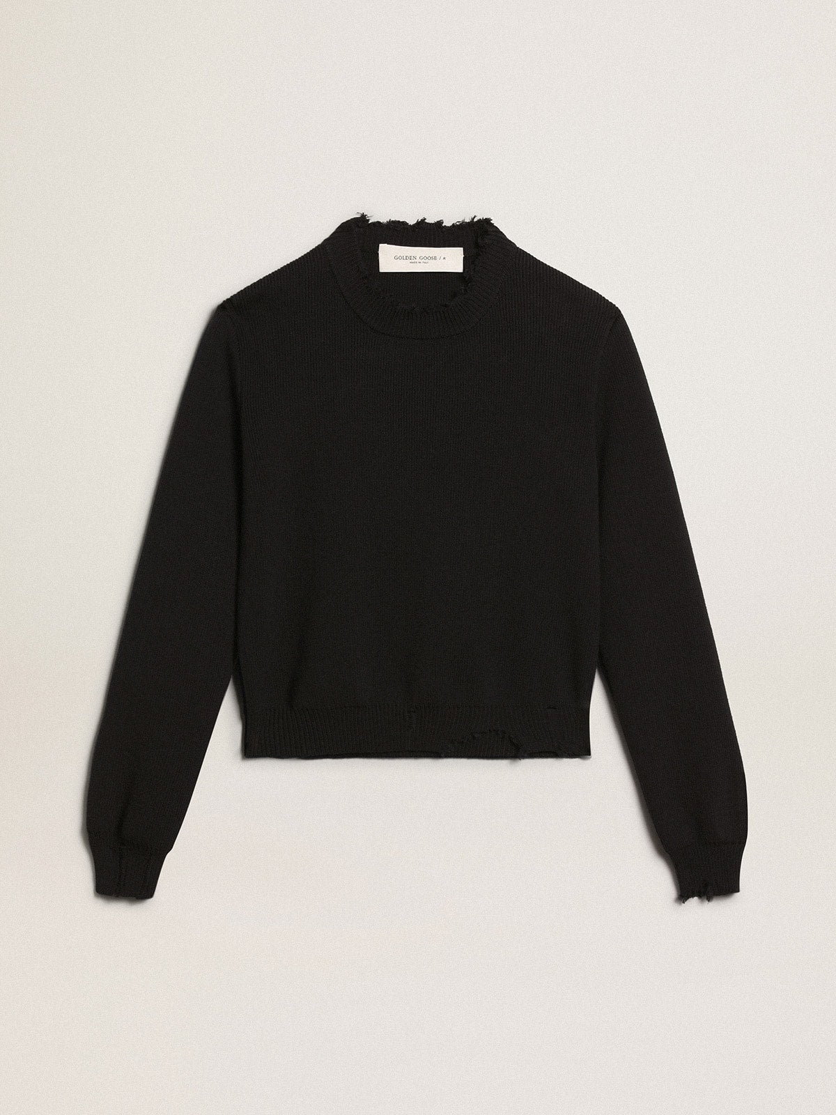 Women’s round-neck sweater in dark blue cotton - Golden Goose Women