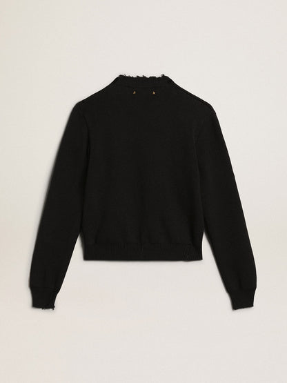Women’s round-neck sweater in dark blue cotton - Golden Goose Women