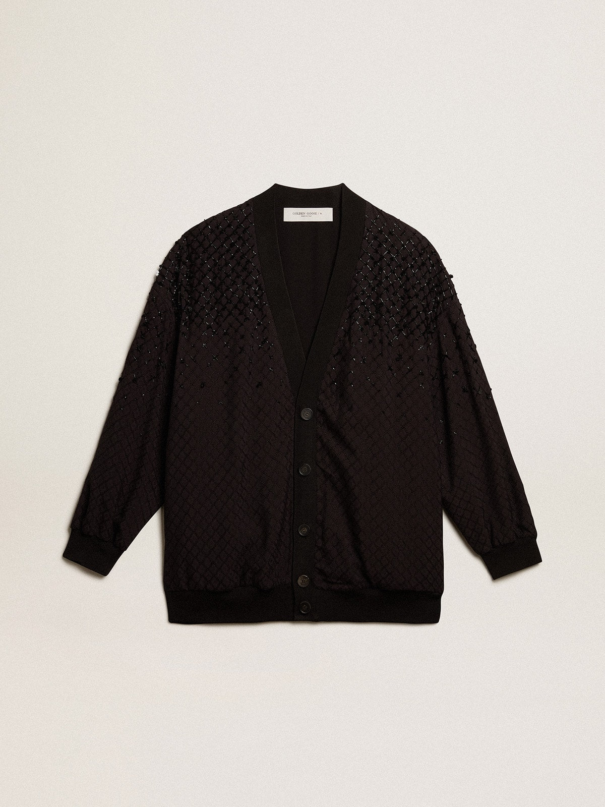 Women’s black cardigan with shaded embroidery - Golden Goose Women
