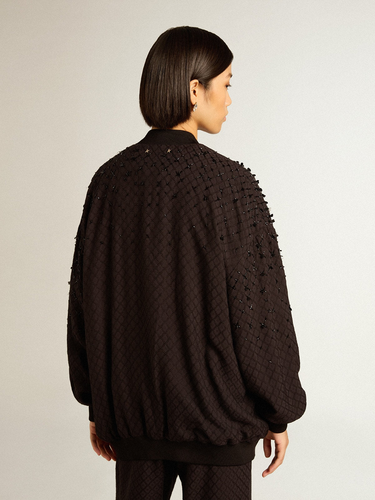 Women’s black cardigan with shaded embroidery - Golden Goose Women