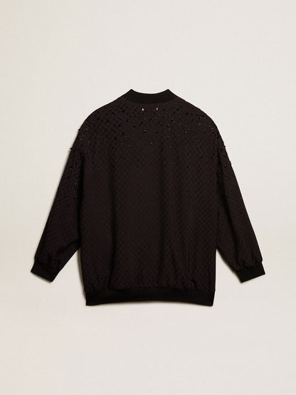 Women’s black cardigan with shaded embroidery - Golden Goose Women