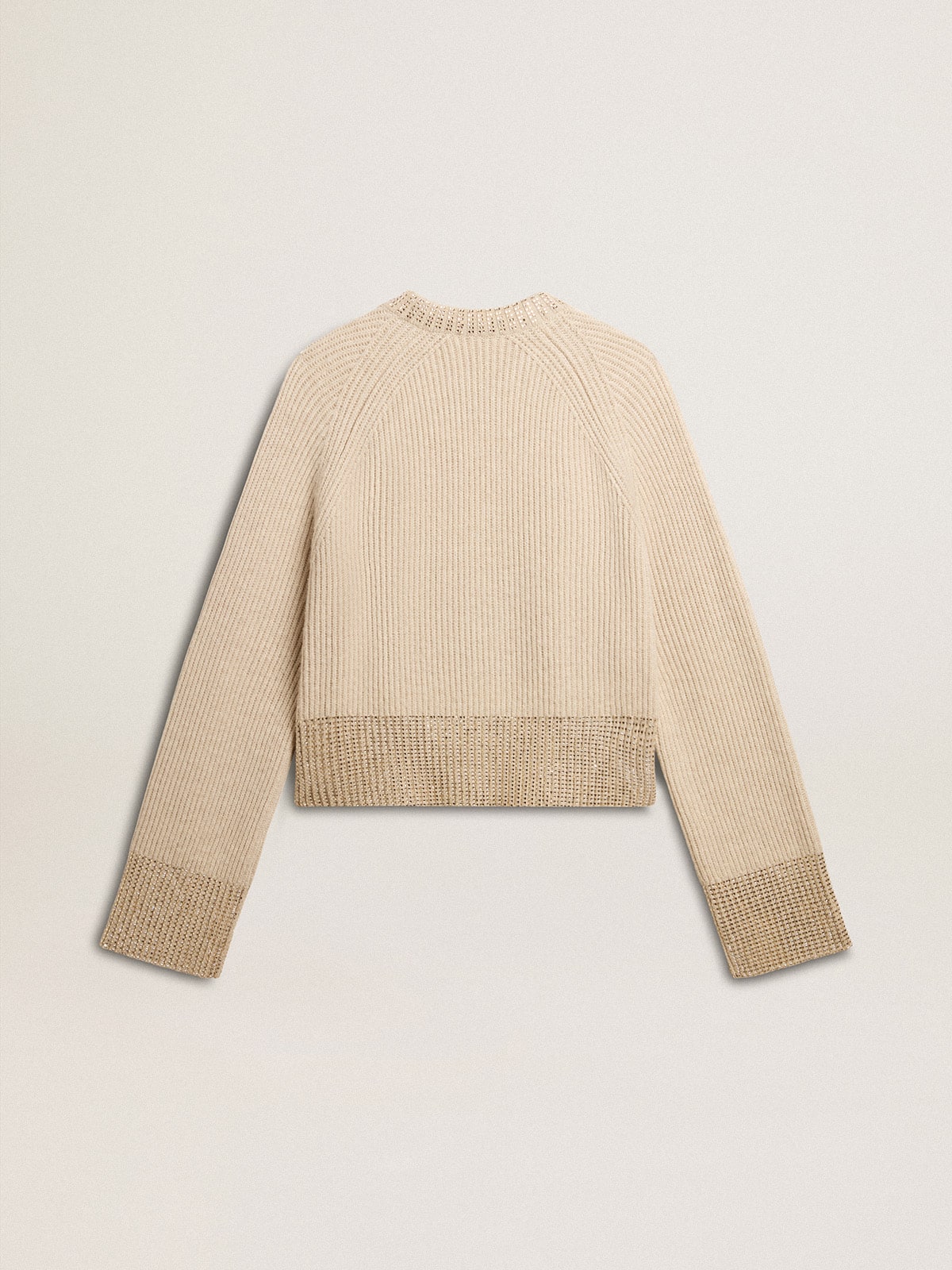 Women's boxy sweater in wool with hotfix crystal decoration - Golden Goose Women