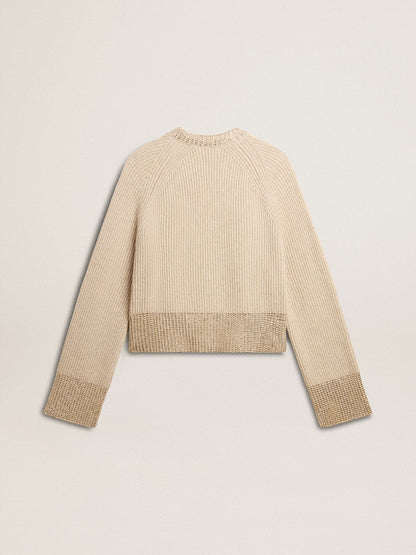 Women's boxy sweater in wool with hotfix crystal decoration - Golden Goose Women