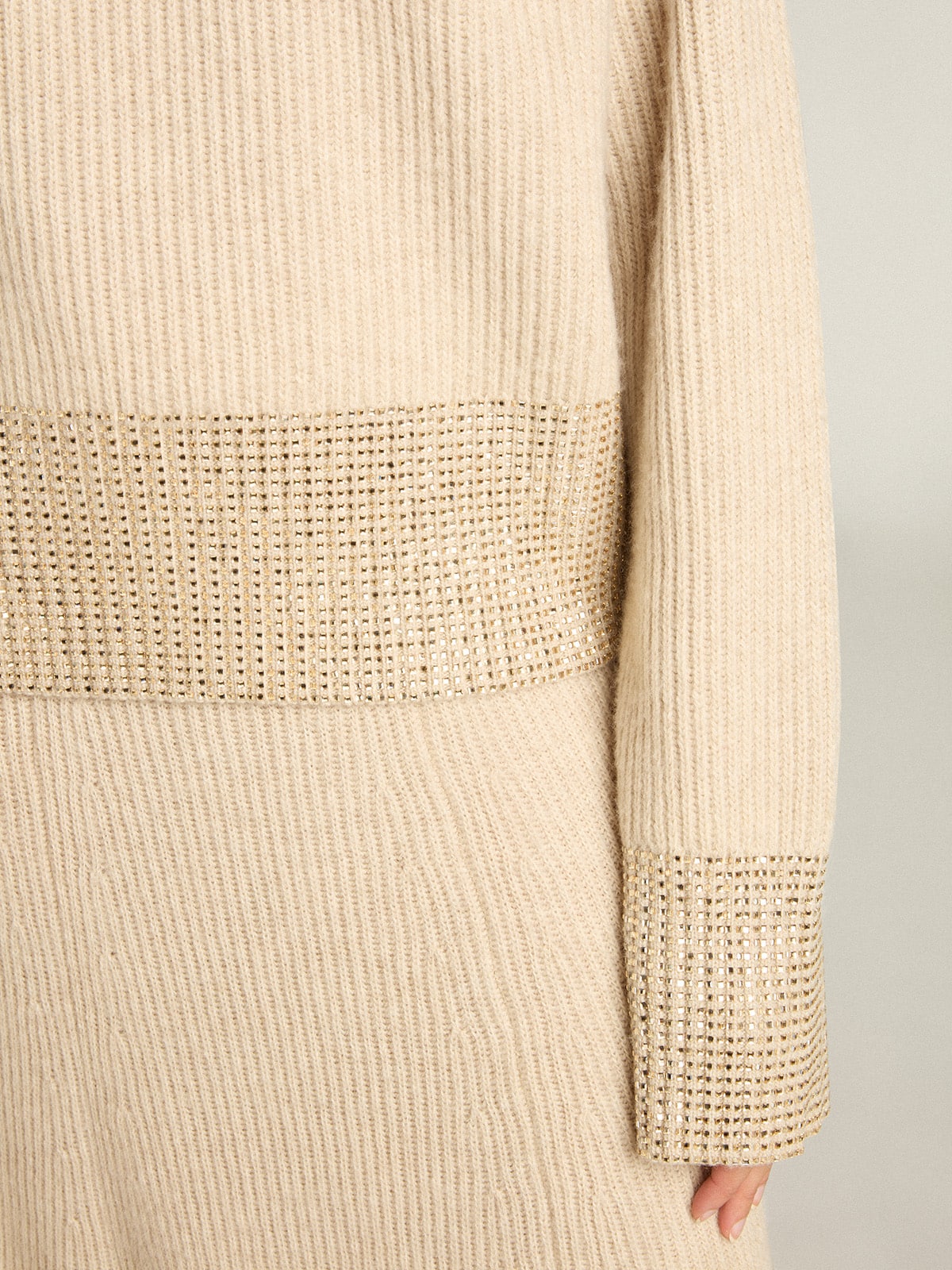 Women's boxy sweater in wool with hotfix crystal decoration - Golden Goose Women