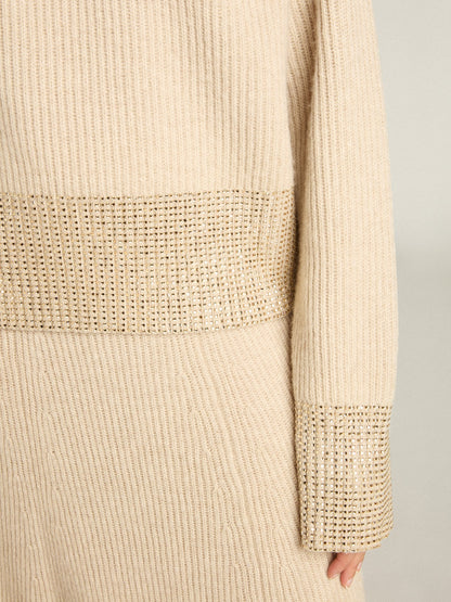 Women's boxy sweater in wool with hotfix crystal decoration - Golden Goose Women