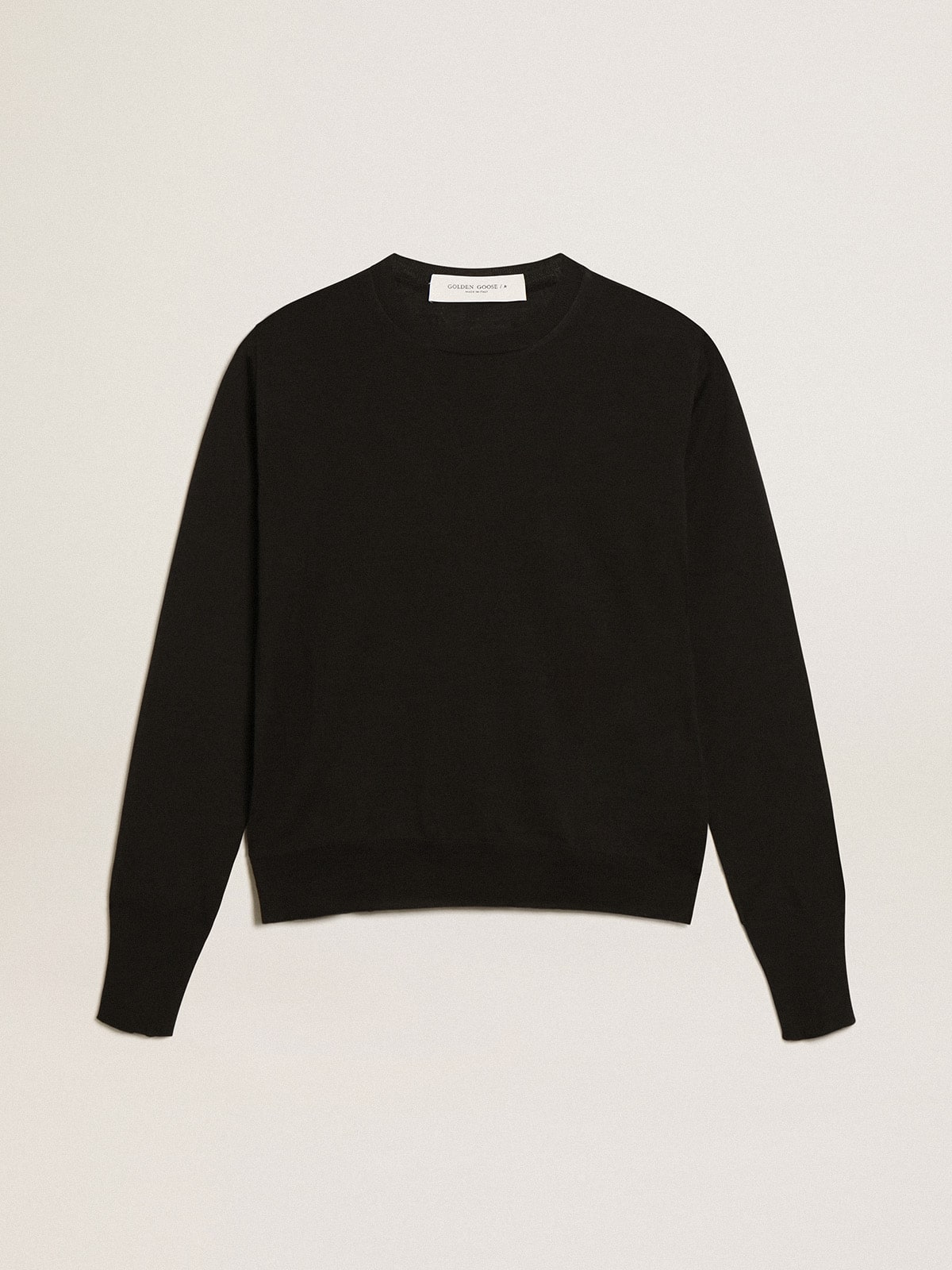 Women's round-neck sweater in black wool - Golden Goose Women