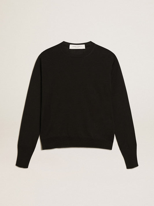 Women's round-neck sweater in black wool - Golden Goose Women