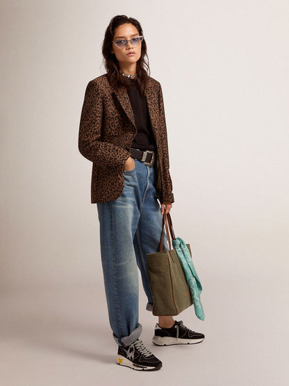 Women's round-neck sweater in black wool - Golden Goose Women