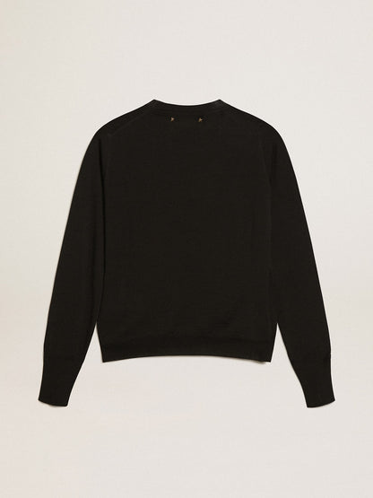 Women's round-neck sweater in black wool - Golden Goose Women
