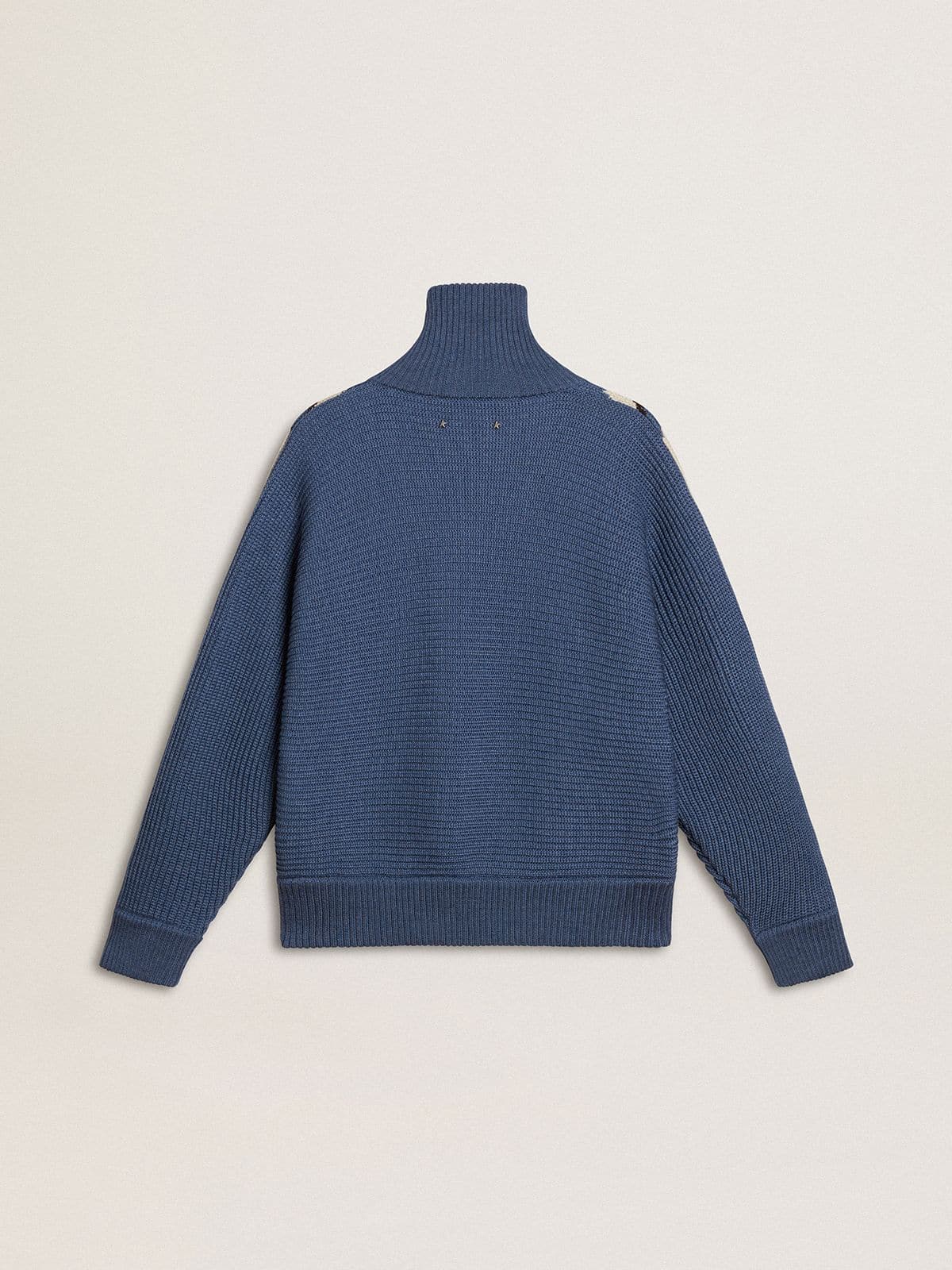 Women's light blue jacquard wool sweater with cream-colored pattern - Golden Goose Women