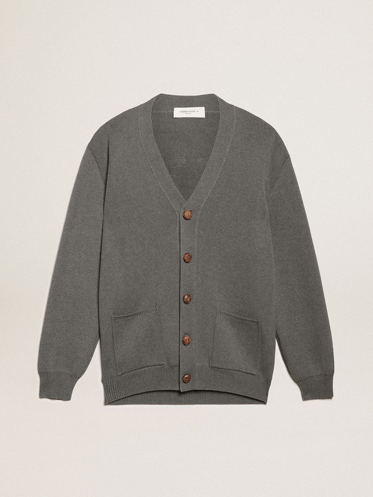 Women's grey cotton cardigan with buttons | Golden Goose - Golden Goose Women