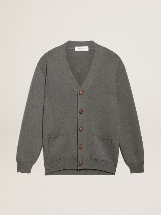 Women's grey cotton cardigan with buttons | Golden Goose - Golden Goose Women