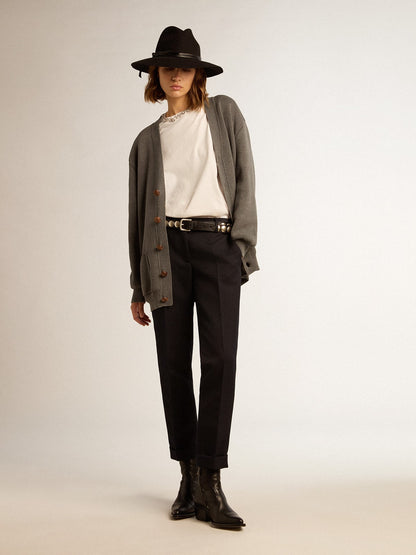 Women's grey cotton cardigan with buttons | Golden Goose - Golden Goose Women