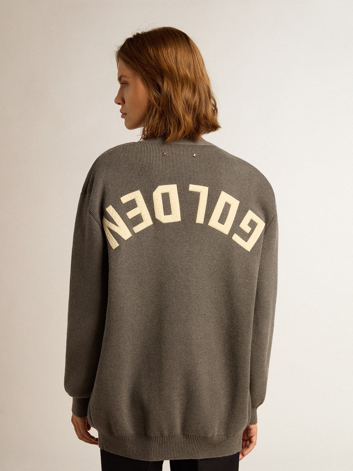 Women's grey cotton cardigan with buttons | Golden Goose - Golden Goose Women