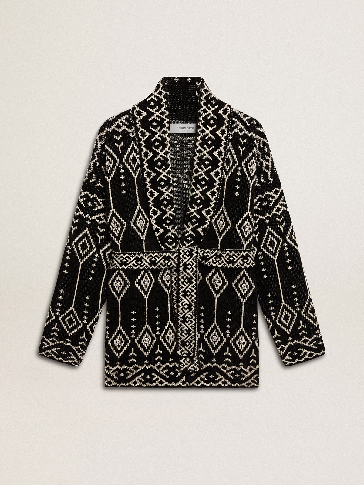Women’s black cardigan with belt and crystals - Golden Goose Women