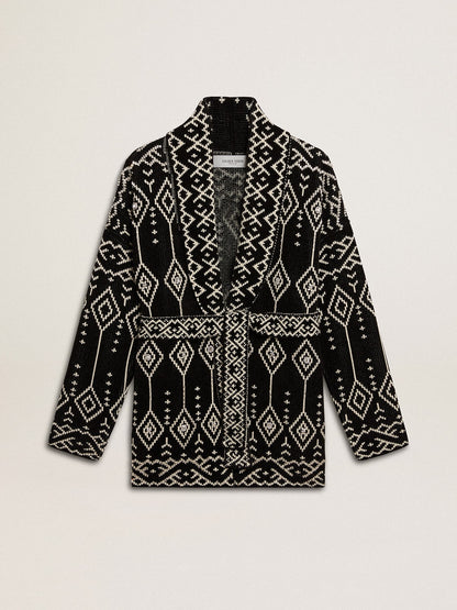 Women’s black cardigan with belt and crystals - Golden Goose Women