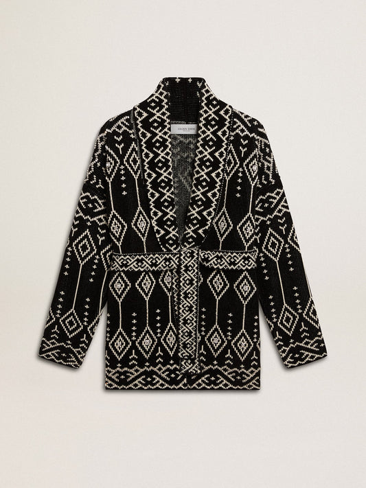 Women’s black cardigan with belt and crystals - Golden Goose Women