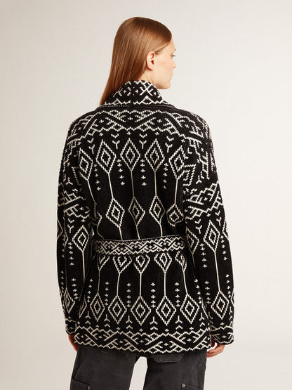 Women’s black cardigan with belt and crystals - Golden Goose Women