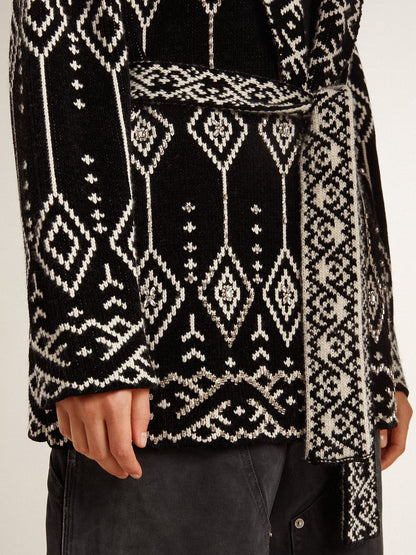 Women’s black cardigan with belt and crystals - Golden Goose Women