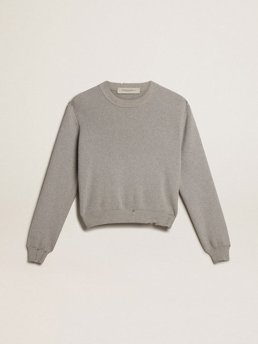 Women's round-neck sweater in gray cotton - Golden Goose Women